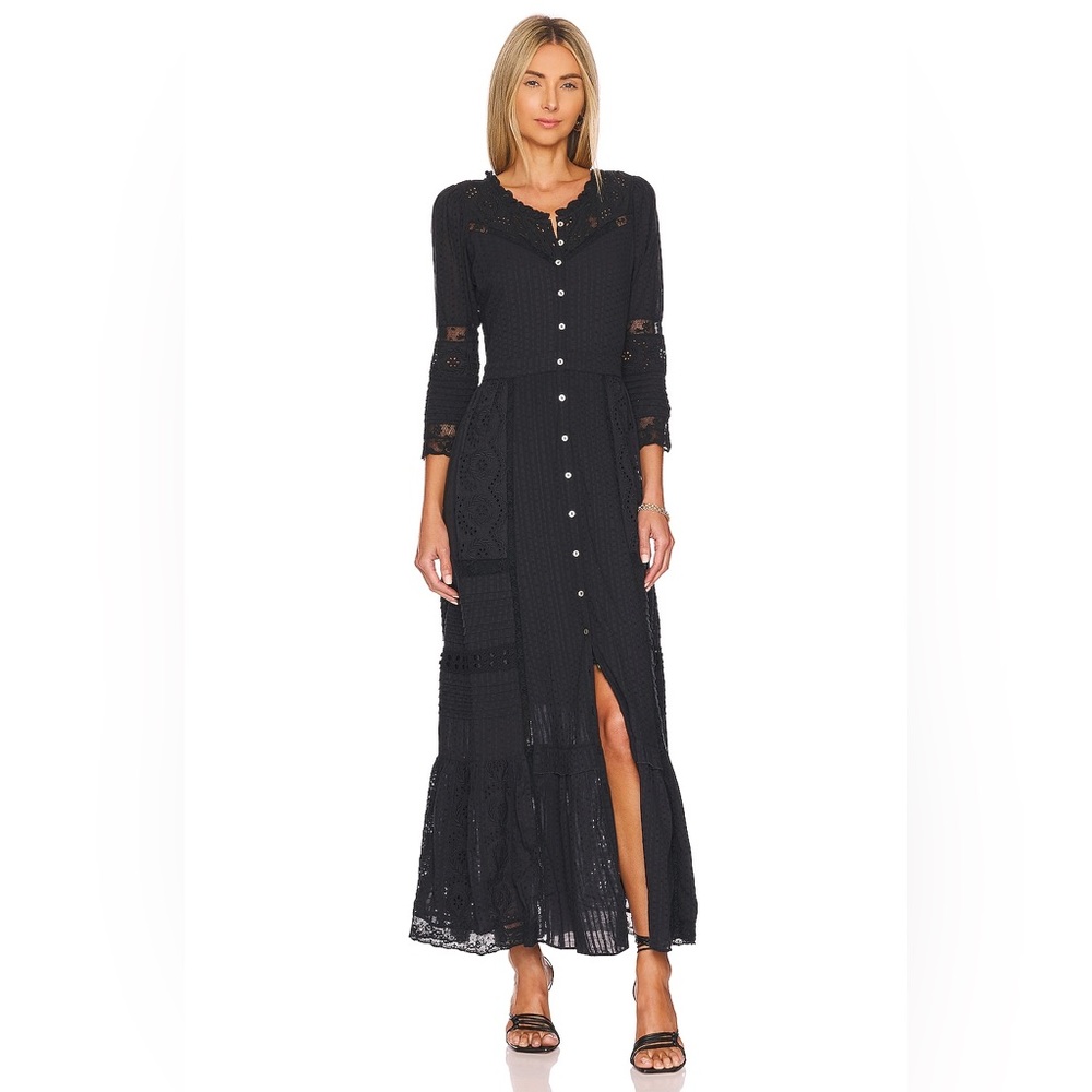 NWT $595 LoveShackFancy Darlene Victorian Maxi Dress In Black
